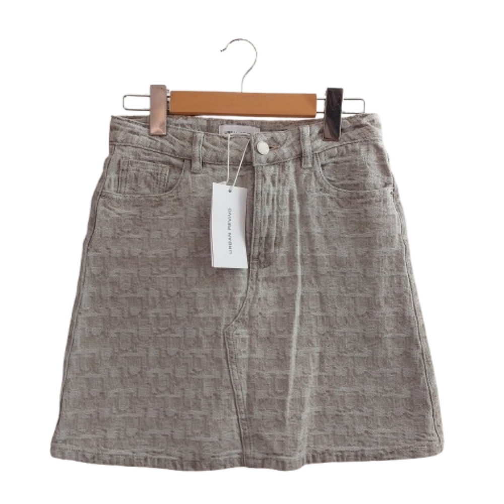 Grey Textured Skirt XS